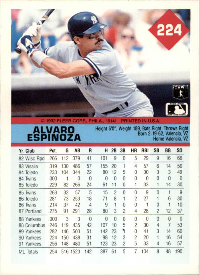 A2094- 1992 Fleer Baseball Card #s 1-250 +Rookies -You Pick- 15+ FREE US SHIP - Picture 445 of 495