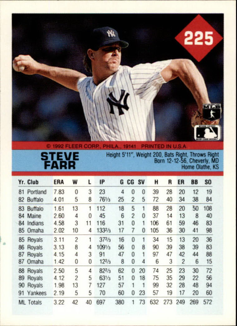 A2094- 1992 Fleer Baseball Card #s 1-250 +Rookies -You Pick- 15+ FREE US SHIP - Picture 447 of 495
