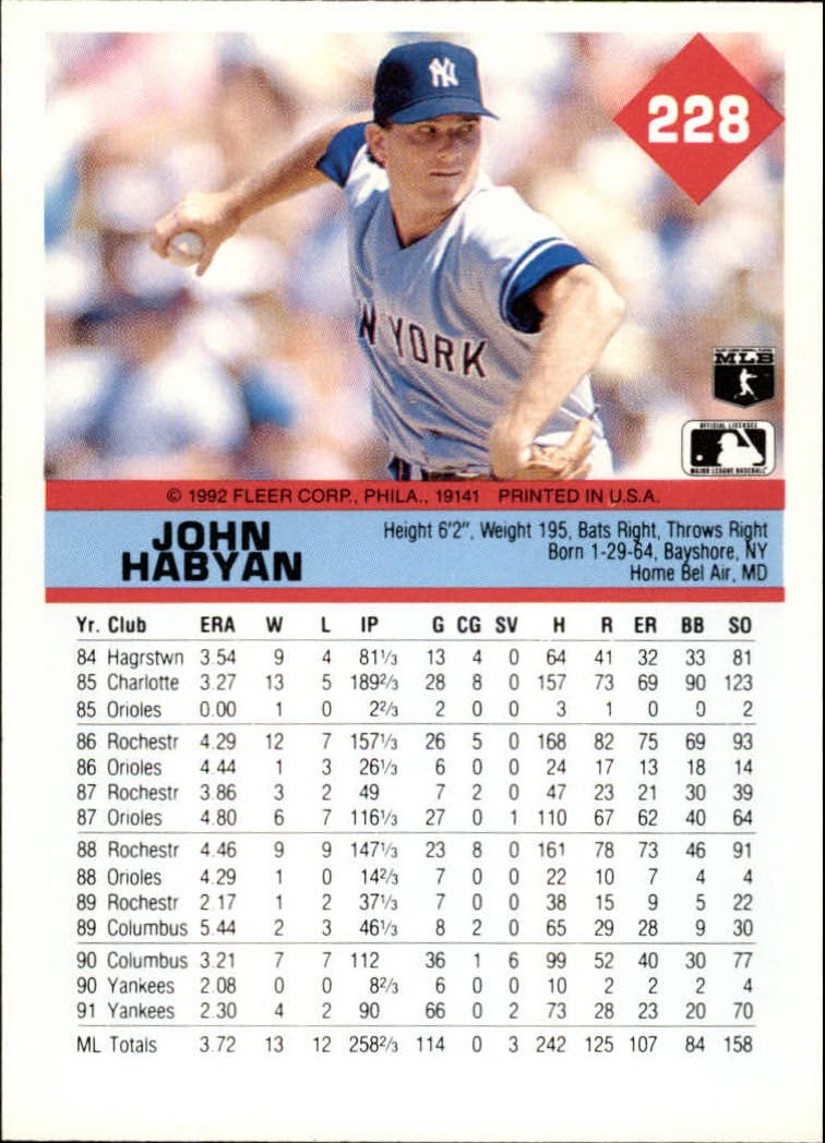 A2094- 1992 Fleer Baseball Card #s 1-250 +Rookies -You Pick- 15+ FREE US SHIP - Picture 453 of 495