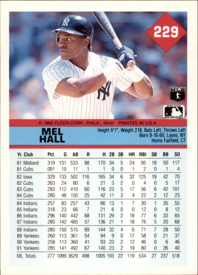 A2094- 1992 Fleer Baseball Card #s 1-250 +Rookies -You Pick- 15+ FREE US SHIP - Picture 455 of 495