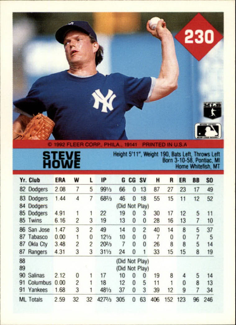 A2094- 1992 Fleer Baseball Card #s 1-250 +Rookies -You Pick- 15+ FREE US SHIP - Picture 457 of 495