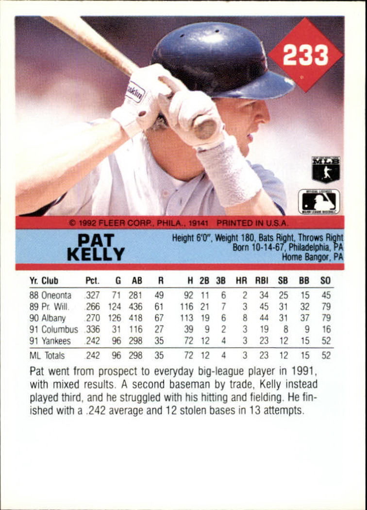 A2094- 1992 Fleer Baseball Card #s 1-250 +Rookies -You Pick- 15+ FREE US SHIP - Picture 463 of 495