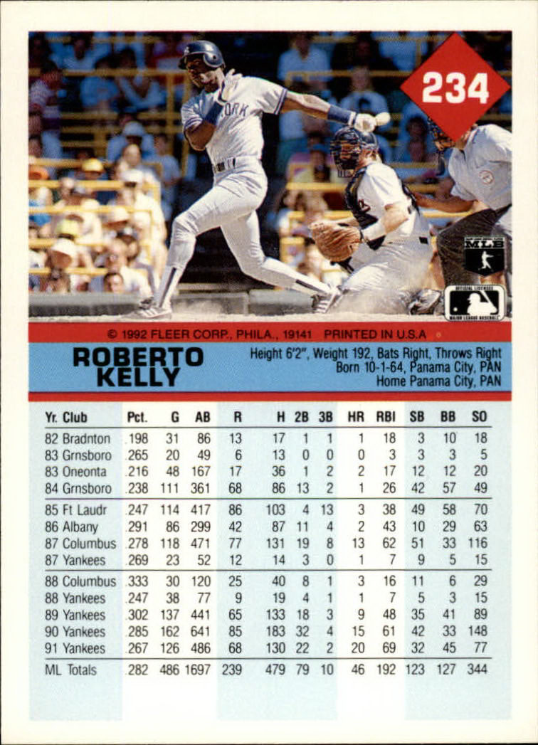 A2094- 1992 Fleer Baseball Card #s 1-250 +Rookies -You Pick- 15+ FREE US SHIP - Picture 465 of 495