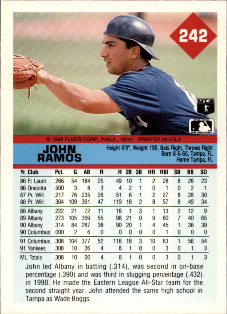 A2094- 1992 Fleer Baseball Card #s 1-250 +Rookies -You Pick- 15+ FREE US SHIP - Picture 479 of 495