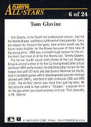 1992 Fleer All-Stars #6 Tom Glavine back image