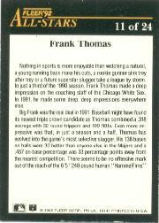 1992 Fleer All-Stars #11 Frank Thomas back image