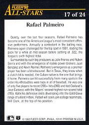 1992 Fleer All-Stars #17 Rafael Palmeiro back image