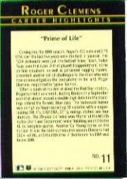 1992 Fleer Clemens #11 Roger Clemens/Prime Of Life back image
