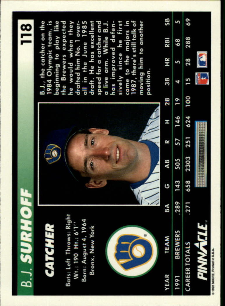 A5747- 1992 Pinnacle Baseball #S 1-250 + Rookies -du Pick- 15 + Gratis US Schiff - Bild 235 von 499