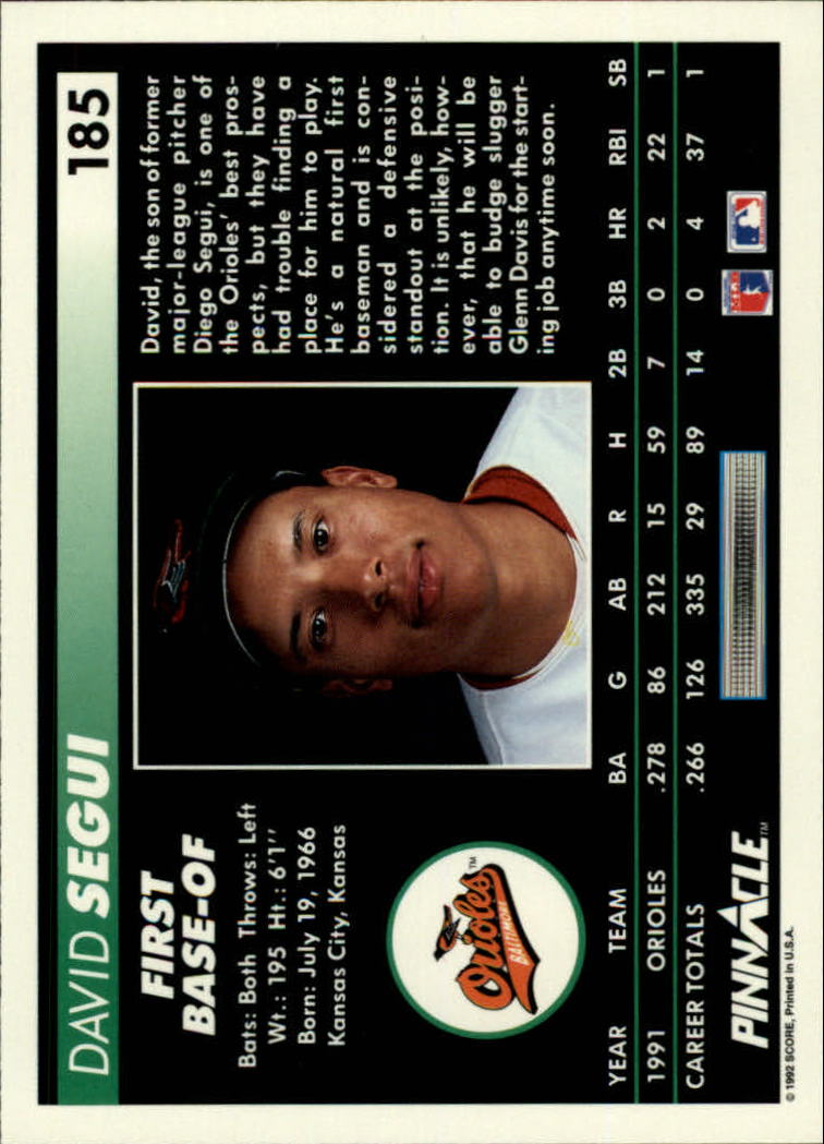 A5747- 1992 Pinnacle Baseball #S 1-250 + Rookies -du Pick- 15 + Gratis US Schiff - Bild 369 von 499
