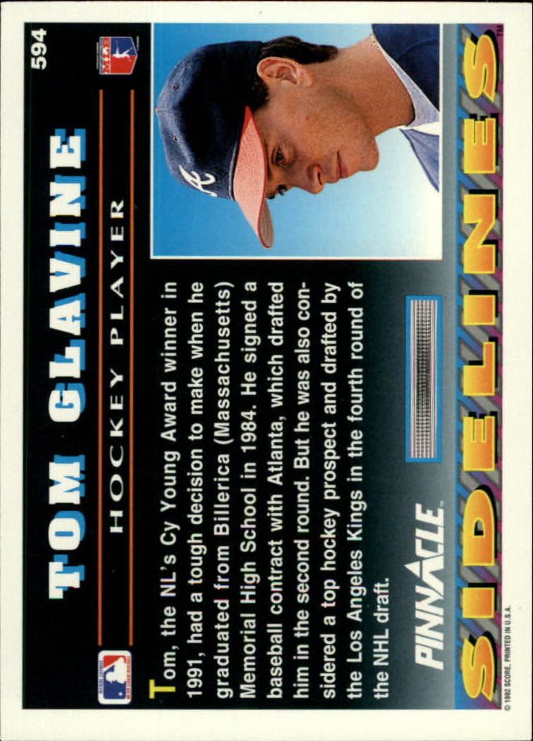 1992 Pinnacle #594 Tom Glavine SIDE back image
