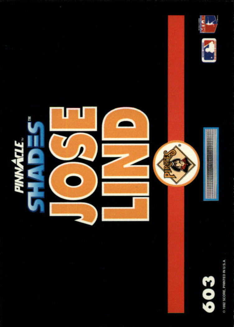 1992 Pinnacle #603 Jose Lind SHADE back image