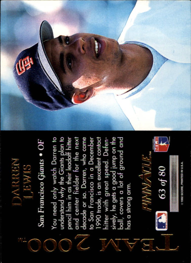 1992 Pinnacle (Score) Baseball "Team 2000" Insert Cards - Picture 125 of 159