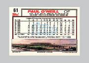 1992 Topps Micro #61 Paul O'Neill back image