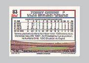 1992 Topps Micro #83 Tommy Greene back image
