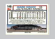 1992 Topps Micro #140 Mark Grace UER/(Home Calie.& should/be Calif.) back image