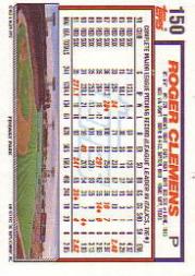 1992 Topps Micro #150 Roger Clemens back image