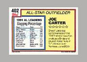 1992 Topps Micro #402 Joe Carter AS back image