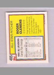 1992 Topps Micro #405 Roger Clemens AS back image