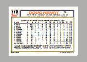 1992 Topps Micro #776 Doug Henry RC back image