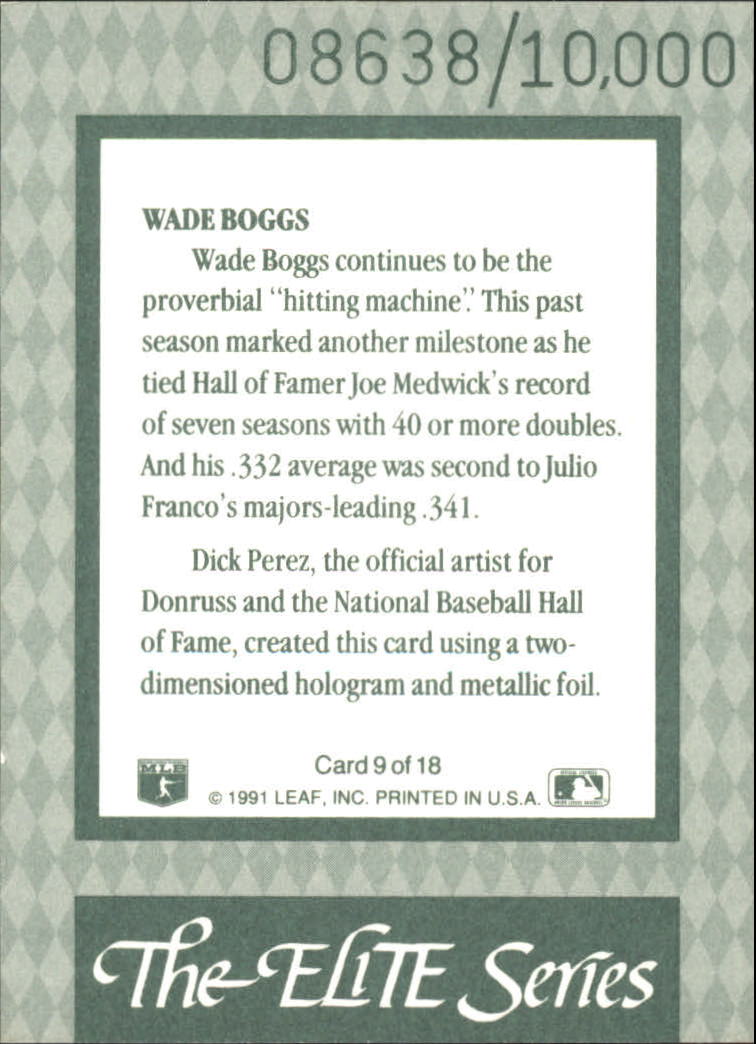 1992 Donruss Elite #9 Wade Boggs back image