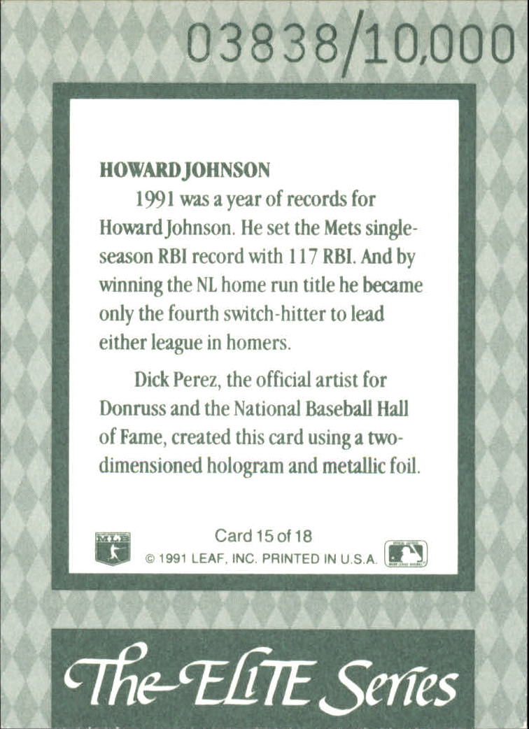 1992 Donruss Elite #15 Howard Johnson back image