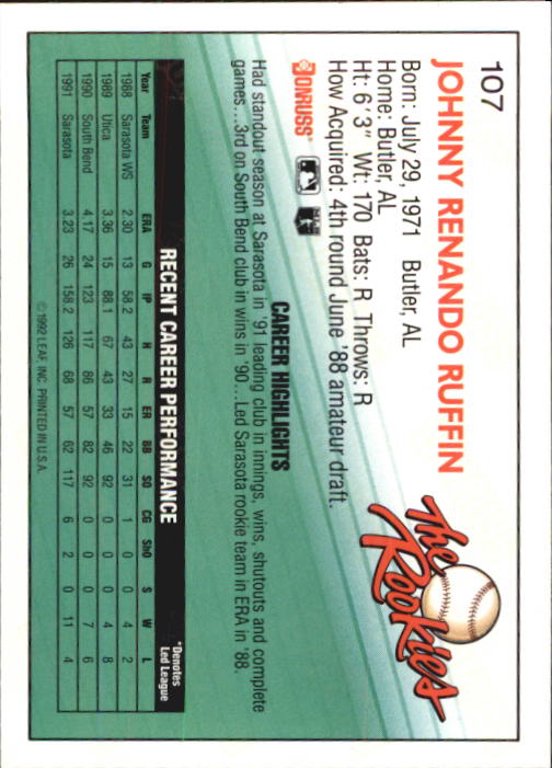 A3296- 1992 Donruss Rookies Baseball Card #s 1-132 -You Pick- 15+ FREE US SHIP - Picture 151 of 183