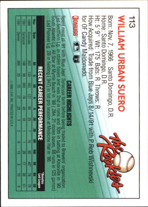 A3296- 1992 Donruss Rookies Baseball Card #s 1-132 -You Pick- 15+ FREE US SHIP - Picture 159 of 183