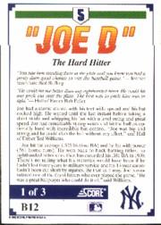 1992 Score Factory Inserts #B12 Joe DiMaggio back image