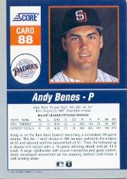 1992 Score Impact Players #88 Andy Benes back image