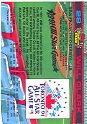 1992 Stadium Club Dome #28 Will Clark back image