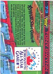 1992 Stadium Club Dome #73 Tony Gwynn back image