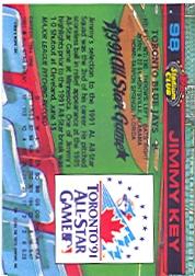1992 Stadium Club Dome #98 Jimmy Key back image