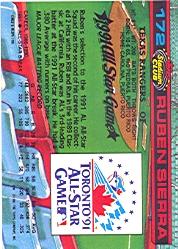 1992 Stadium Club Dome #172 Ruben Sierra back image
