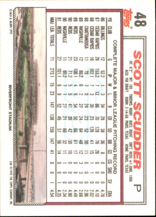 1992 Topps #48 Scott Scudder back image