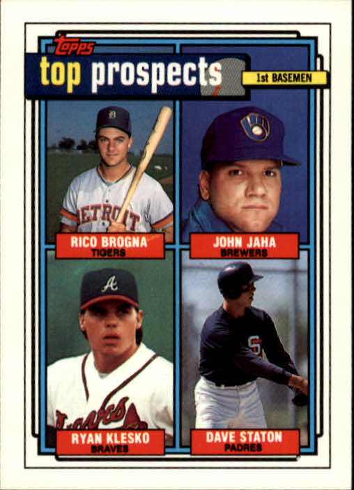 1992 Topps #126 Ryan Klesko/John Jaha RC/Rico Brogna/Dave Staton