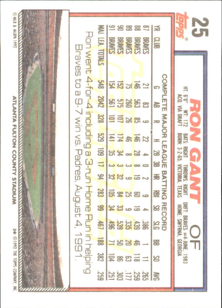 B0600- 1992 Topps Gold Baseball Card #s 1-250 -You Pick- 15+ FREE US SHIP - Picture 43 of 473
