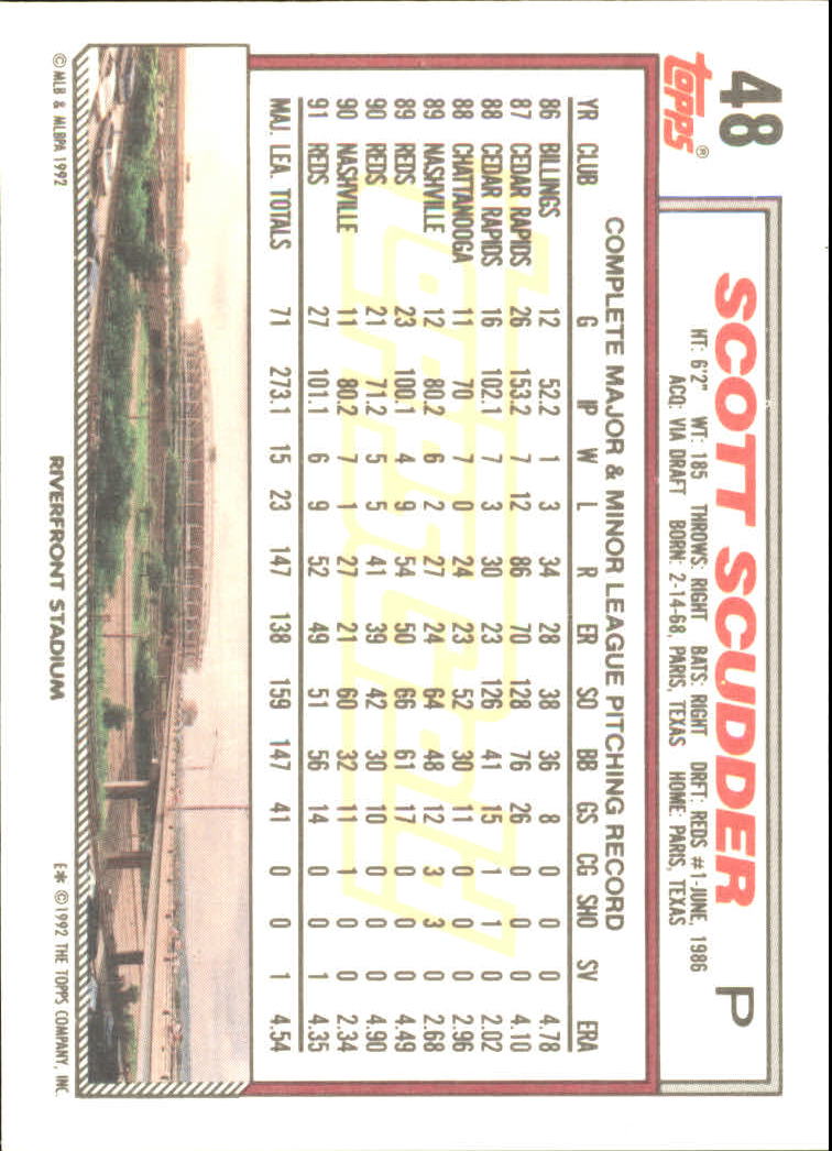1992 Topps Gold #48 Scott Scudder back image