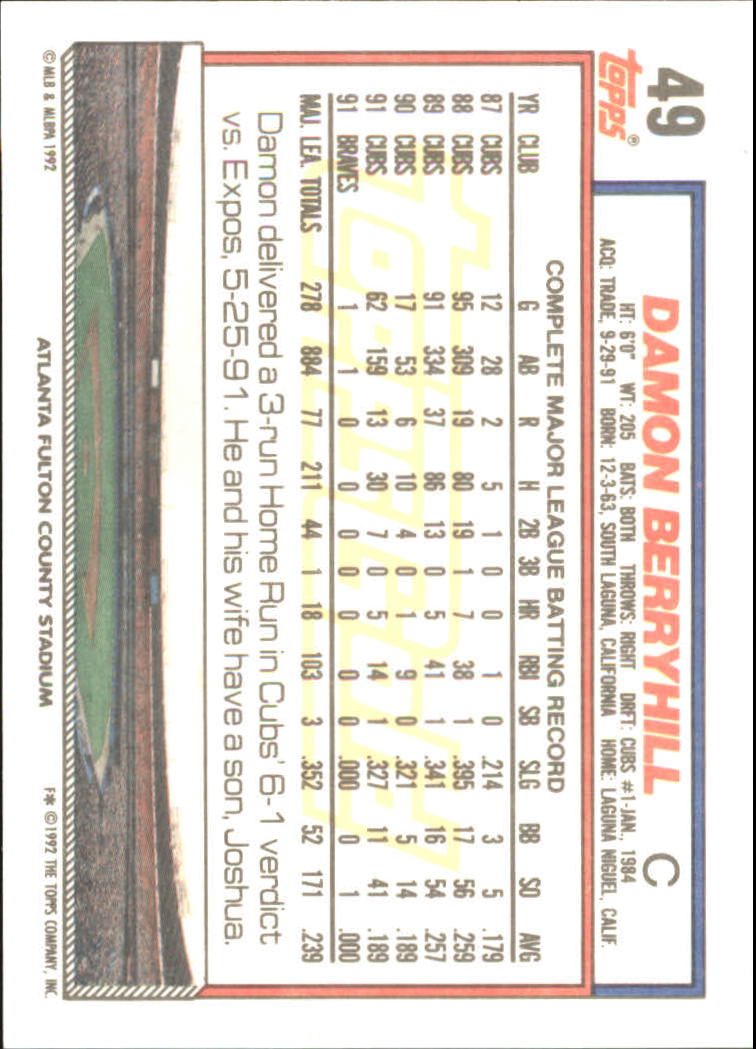 B0600- 1992 Topps Gold Baseball Card #s 1-250 -You Pick- 15+ FREE US SHIP - Picture 87 of 473