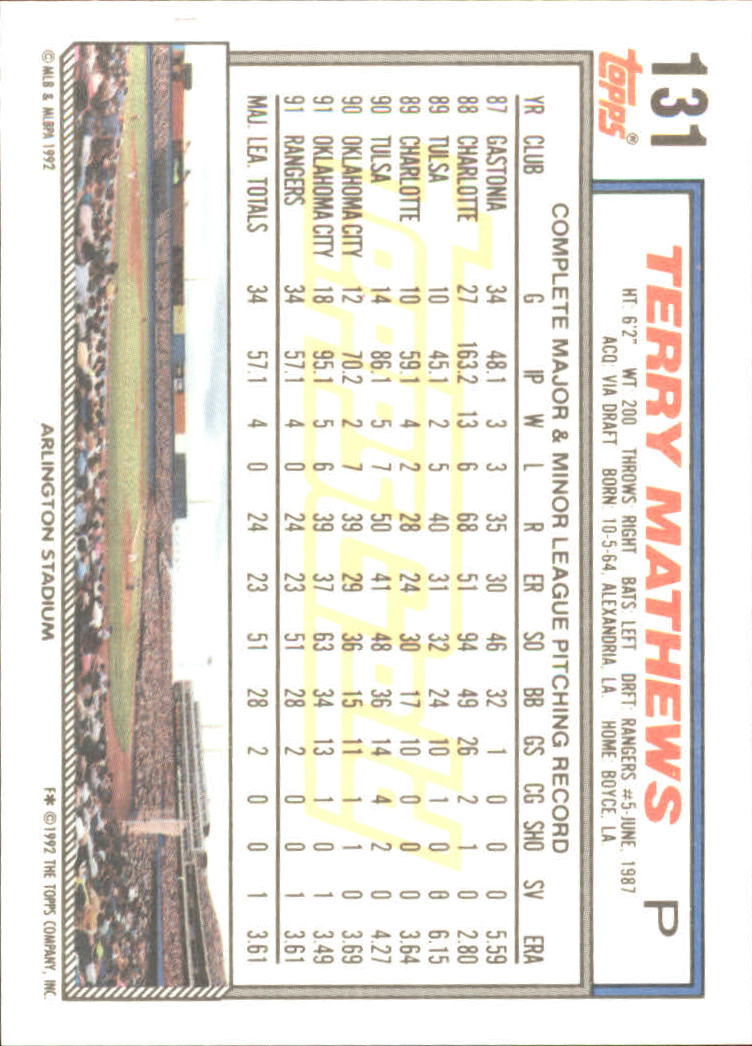 B0600- 1992 Topps Gold Baseball Card #s 1-250 -You Pick- 15+ FREE US SHIP - Picture 243 of 473