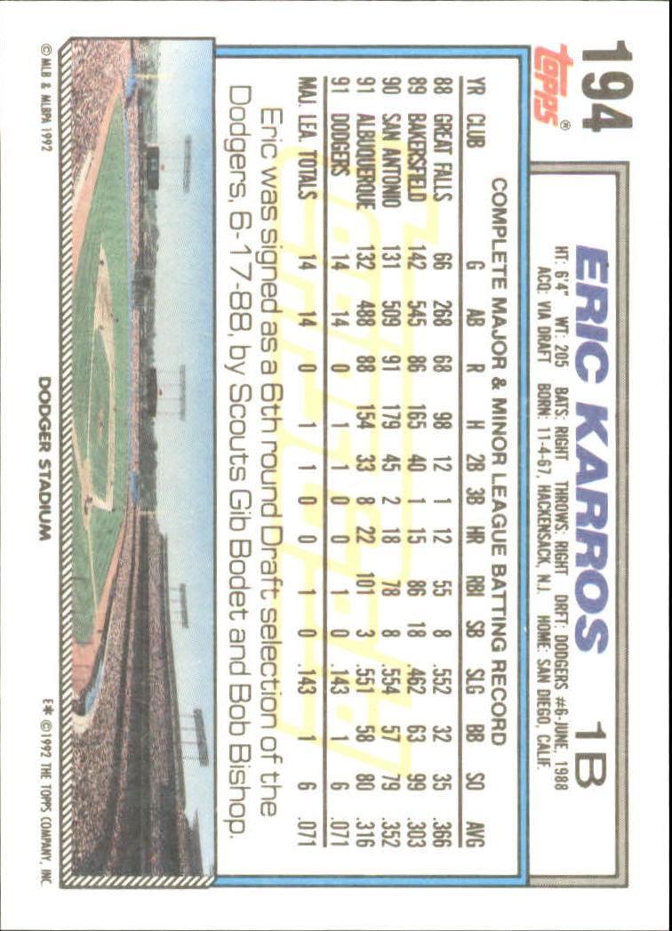 B0600- 1992 Topps Gold Baseball Card #s 1-250 -You Pick- 15+ FREE US SHIP - Picture 365 of 473