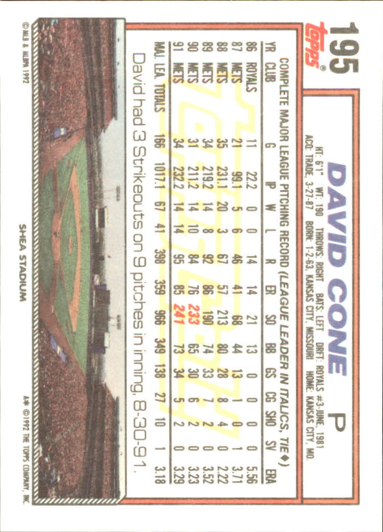 B0600- 1992 Topps Gold Baseball Card #s 1-250 -You Pick- 15+ FREE US SHIP - Picture 367 of 473