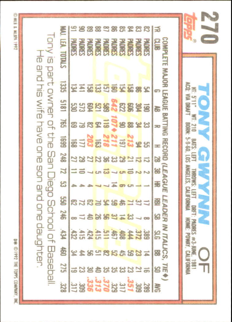 B0600- 1992 Topps Gold Baseball Card #s 251-500 -You Pick- 15+ FREE US SHIP - Picture 35 of 477