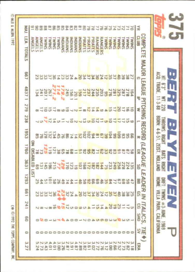 B0600- 1992 Topps Gold Baseball Card #s 251-500 -You Pick- 15+ FREE US SHIP - Picture 239 of 477