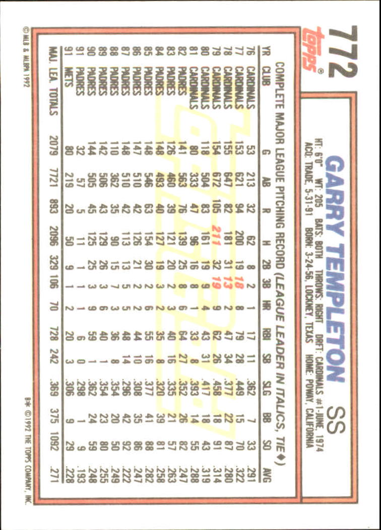 B0600 - 1992 Topps Gold Baseballkarte #S 751-793 -Sie wählen aus - 15+ KOSTENLOSER US-VERSAND - Bild 45 von 86