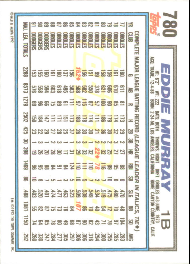B0600 - 1992 Topps Gold Baseballkarte #S 751-793 -Sie wählen aus - 15+ KOSTENLOSER US-VERSAND - Bild 61 von 86