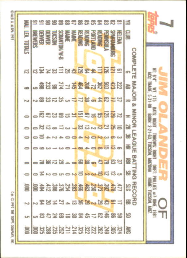 1992 Topps Baseball Gold Winners (#1-275) Singles - You Choose - Bild 11 von 496