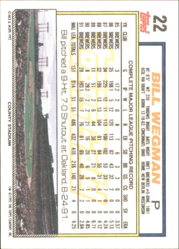 1992 Topps Baseball Gold Winners (#1-275) Singles - You Choose - Bild 37 von 496