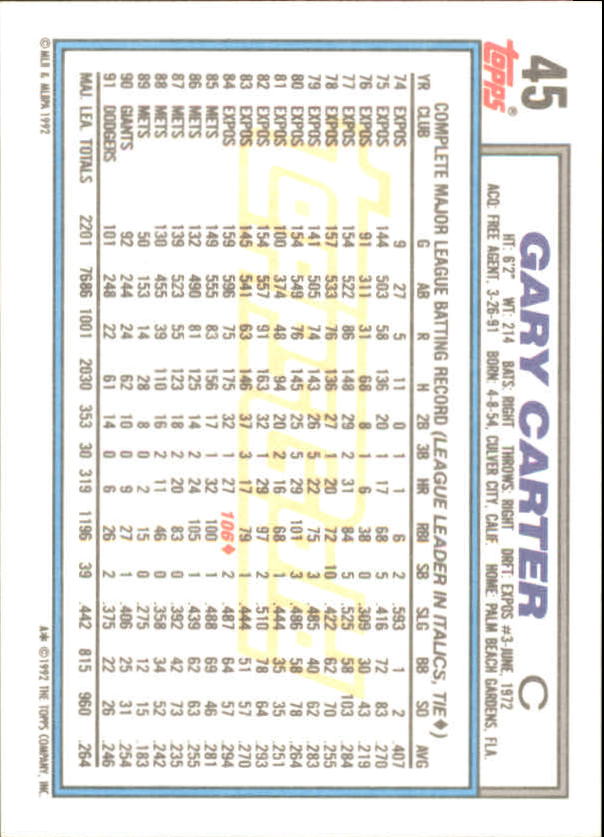 1992 Topps Baseball Gold Winners (#1-275) Singles - You Choose - Bild 77 von 496