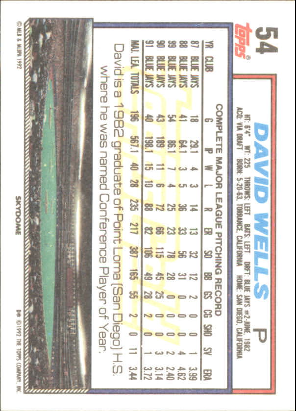 1992 Topps Baseball Gold Winners (#1-275) Singles - You Choose - Bild 93 von 496
